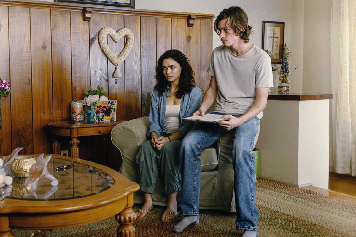 Ariana Medina in green utility pants on Landman