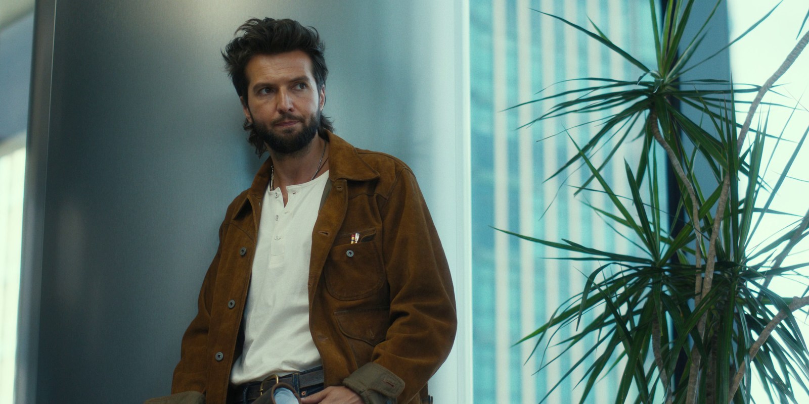 Landman Season 2 Charlie Newsom Brown Suede Jacket