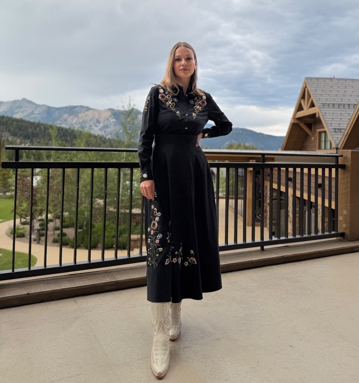 Kayla Wallace black floral embroidered set